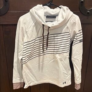 Under Armour Cream Hoodie with Black Stripes